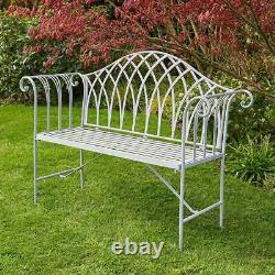 Grey Garden Banc En Métal 2 Seater Patio Chaise De Siège Extérieur Ornate Design