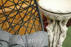 Grey Rattan Swing Patio Garden Weave Suspension Egg Chaise & Coussin Intérieur Extérieur
