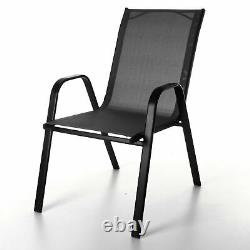 Grey Textoline Bistro Chairs Garden Furniture Patio Extérieur Chaises Intérieures Sièges