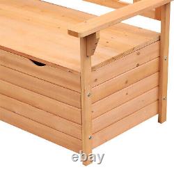 Jardin Extérieur De Stockage Banc Patio Box Tout Temps Deck Fir Wood Siège Solide