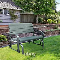 Jardin Outdoor 2-seat Free Standing Metal Garden Patio Banc Love Seat Green