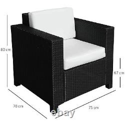 Jardin Patio Rattan Wicker Meubles Mono Cube Chaise Canapé Extérieur Noir