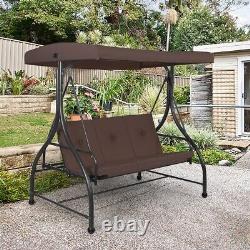 Jardin Patio Swing Chair 3 Seater Hammock Banc Convertible Canapy Coussin Sièges