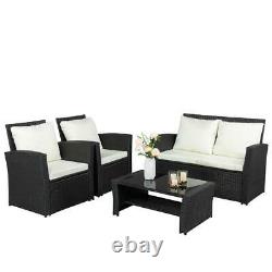 Mélangez Black Rattan Garden Furniture Lounge Set Canapé Extérieur Chaise Corner Patio Uk