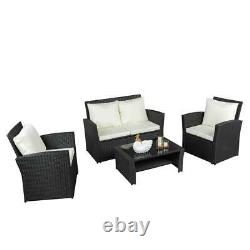 Mélangez Black Rattan Garden Furniture Lounge Set Canapé Extérieur Chaise Corner Patio Uk