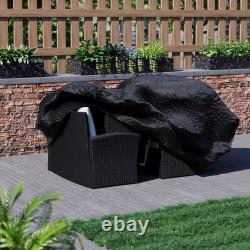 Meubles de jardin en rotin: Ensemble de chaises 4 places, canapé, table basse pour patio extérieur.