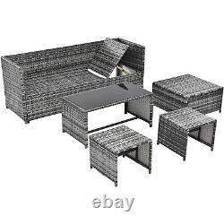 Meubles de jardin en rotin Ensemble de chaises de 6 places Table Coussins Patio extérieur PN