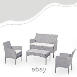 Mobilier de jardin en rotin - Ensemble de 4 pièces avec table et chaises, canapé pour patio extérieur, places assises.