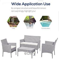 Mobilier de jardin en rotin - Ensemble de 4 pièces avec table et chaises, canapé pour patio extérieur, places assises.