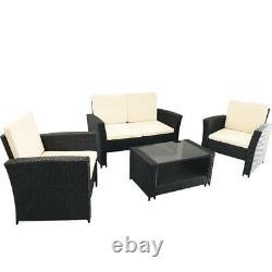 New Rattan Garden Furniture Set 4 Pcs Chairs Sola Table Extérieur Patio Set 2022