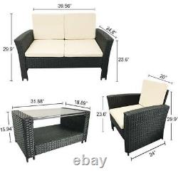 New Rattan Garden Furniture Set 4 Pcs Chairs Sola Table Extérieur Patio Set 2022