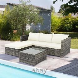 Nouveau mobilier de jardin en rotin extérieur, ensemble canapé de patio 3 pièces, chaises et table (GRIS MÉLANGÉ)