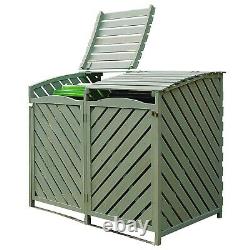 Outdoor En Bois Double Wheelie Rubbish Bin Store Cover Recycling Storage Unit