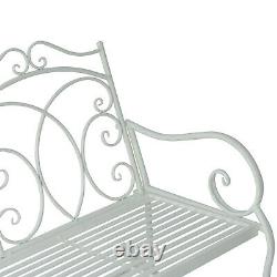 Outsunny 2 Seater Metal Garden Bench Chaise À Bascule Extérieure Patio White Love Seat