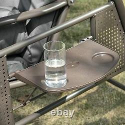 Outsunny 3 Seat Garden Swing Chair Patio Steel Swing Bench Avec Cup Trays Grey