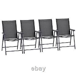 Outsunny 4 chaises de jardin pliantes pour patio extérieur, mobilier moderne en noir
