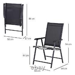 Outsunny 4 chaises de jardin pliantes pour patio extérieur, mobilier moderne en noir