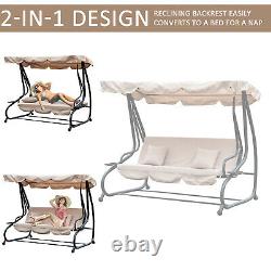 Outsunny Garden Swing Chair Canopy Bed 3 Seater Patio Hammock Banc Lounder Nouveau