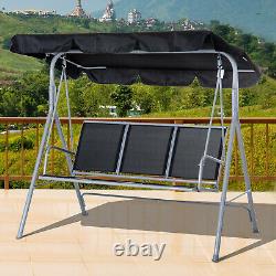 Outsunny Metal Swing Chair Garden Hammock 3 Seater Banc Canapy Lounge