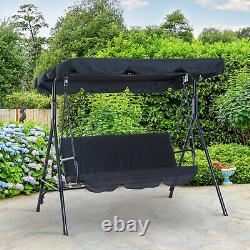 Outsunny Patio Metal Swing Chair Hamac Extérieur 3 Seater Canopy Garden Bench