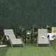 Outsunny Patio Textilene 3 Pièces Lounge Chaise Set Jardin Recliner Avec Table Grise