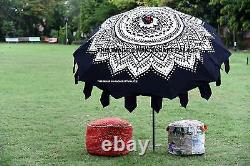 Parasol de jardin fait à la main, Mandala indien, ombrelle de patio pour le soleil en extérieur, 80 pouces.