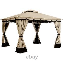 Patio Gazebo Double Roof with Netting&Curtains Outdoor Garden Canopy 3X3.65M 
<br/>
<br/>	 
translated to French: 			<br/> <br/>Patio Gazebo Double Roof avec Moustiquaire & Rideaux Canopy de Jardin Extérieur 3X3.65M