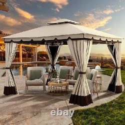 Patio Gazebo Double Roof with Netting&Curtains Outdoor Garden Canopy 3X3.65M	 <br/>   


<br/>
translated to French:		
<br/><br/>Patio Gazebo Double Roof avec Moustiquaire & Rideaux Canopy de Jardin Extérieur 3X3.65M