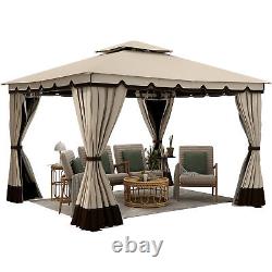Patio Gazebo Double Roof with Netting&Curtains Outdoor Garden Canopy 3X3.65M		<br/>
 <br/> 
translated to French:
<br/>
   
<br/> 	Patio Gazebo Double Roof avec Moustiquaire & Rideaux Canopy de Jardin Extérieur 3X3.65M