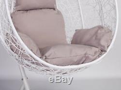 Patio Jardin Balancez Rotin Blanc Weave Hanging Egg Chair & Cushion Extérieur Intérieur