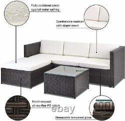 Patio Rattan Lounge Garden Furniture Set Chairs Table Outdoor + Oreiller & Coussin