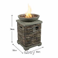 Peaktop Outdoor Garden Patio Square Stone Look 29 Gas Fire Pit Hf29308aa-royaume-uni