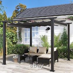 Pergola de jardin en métal gris extérieur avec toit rétractable et gazebo de mobilier