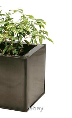 Pot de fleurs cube en acier galvanisé zincé pour jardin, patio, extérieur