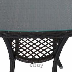Rattan Furniture Bistro Set Garden Table Chair Patio Conservateur Extérieur Brown