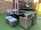 Rattan Garden Furniture Cube Set 4x Chairs, 4x Stools & Tableau Extérieur Patio