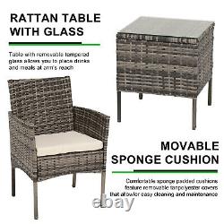 Rattan Garden Meubles 3/4/5 Pces Patio Set Table Chaises Wicker Outdoor Café