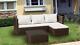 Rattan Garden Meubles Extérieur 5pcs Patio Corner L Forme Canapé Lounge Set Table
