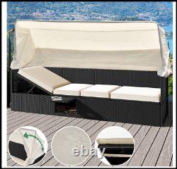 Rattan Garden Sofa Bench Sun Lounger Patio Lit Double Jour Lit Inclinable Extérieur