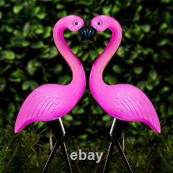 Solar Powered Pink Flamingo Ornament Set Of 3 Garden 53cm Outdoor Light Decor