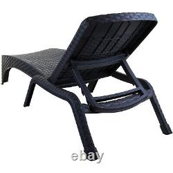 Sun Lounger Outdoor Garden Patio Relaxer Grey Rattan Inclinable Bed Furniture Nouveau
