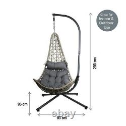 Suspension Rattan Swing Patio Garden Chaise Weave Egg Avec Coussin Intérieur Extérieur Nouveau