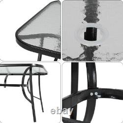 Table & Chaises Set Metal XL Patio Salle À Manger Extérieure Garden Parasol Table Avec Chaise