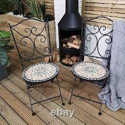 Table De Bistro Extérieur Et 2 Chaises Set Céramique Design Pour Jardin Patio Balcon
