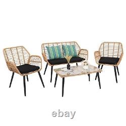 Table de jardin chaise en rotin patio extérieur mobilier de jardin quatre pièces