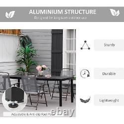 Table de jardin extérieure en aluminium pour 8 personnes pour pelouse patio, noir