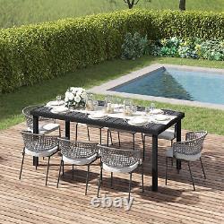 Table de jardin extérieure en aluminium pour 8 personnes pour pelouse patio, noir
