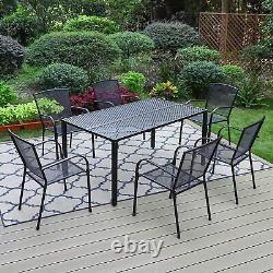 Table de repas de jardin pour patio, tables de bistrot extérieures, mobilier rectangle large