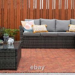 Tapis d'extérieur en terracotta orange pour jardin, patio, résistant aux intempéries et durable.