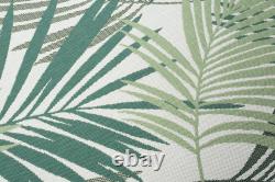 Tapis d'extérieur pour jardin, grand tapis de patio avec motif de feuilles de palmier vertes, tissage en tapis imperméable